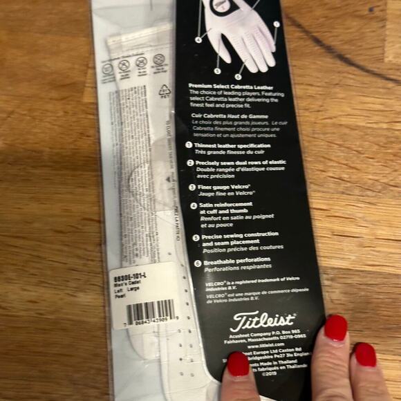 Titleist Players Men's White Leather Golf Gloves Left Hand Cadet Large - Picture 2 of 5